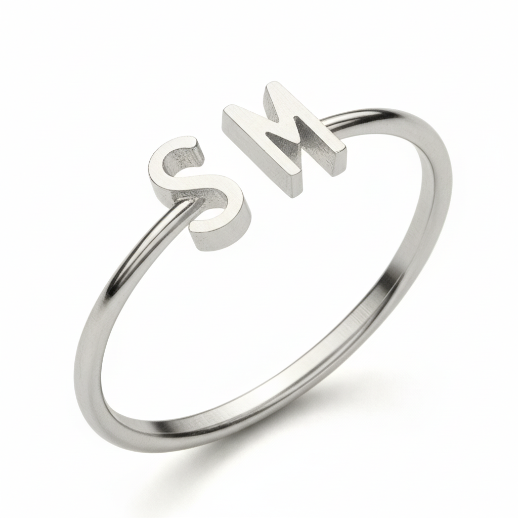 Justerbar Initial Ring "Double Monogram"