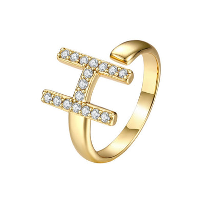 Justerbar Initial Ring "Twinkle"