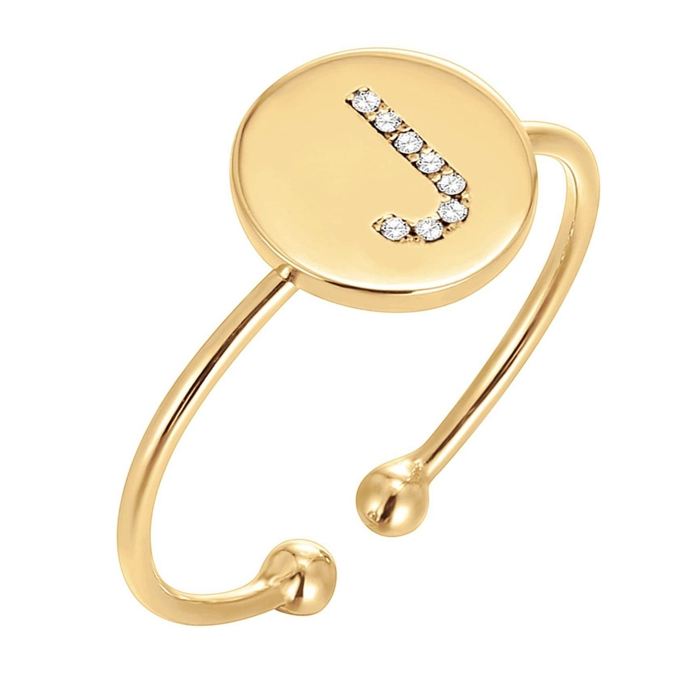 Justerbar Initial Ring "Gold Shine"