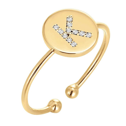 Justerbar Initial Ring "Gold Shine"