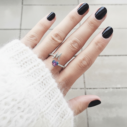 Justerbar Initial Ring "Mermaid Tail"