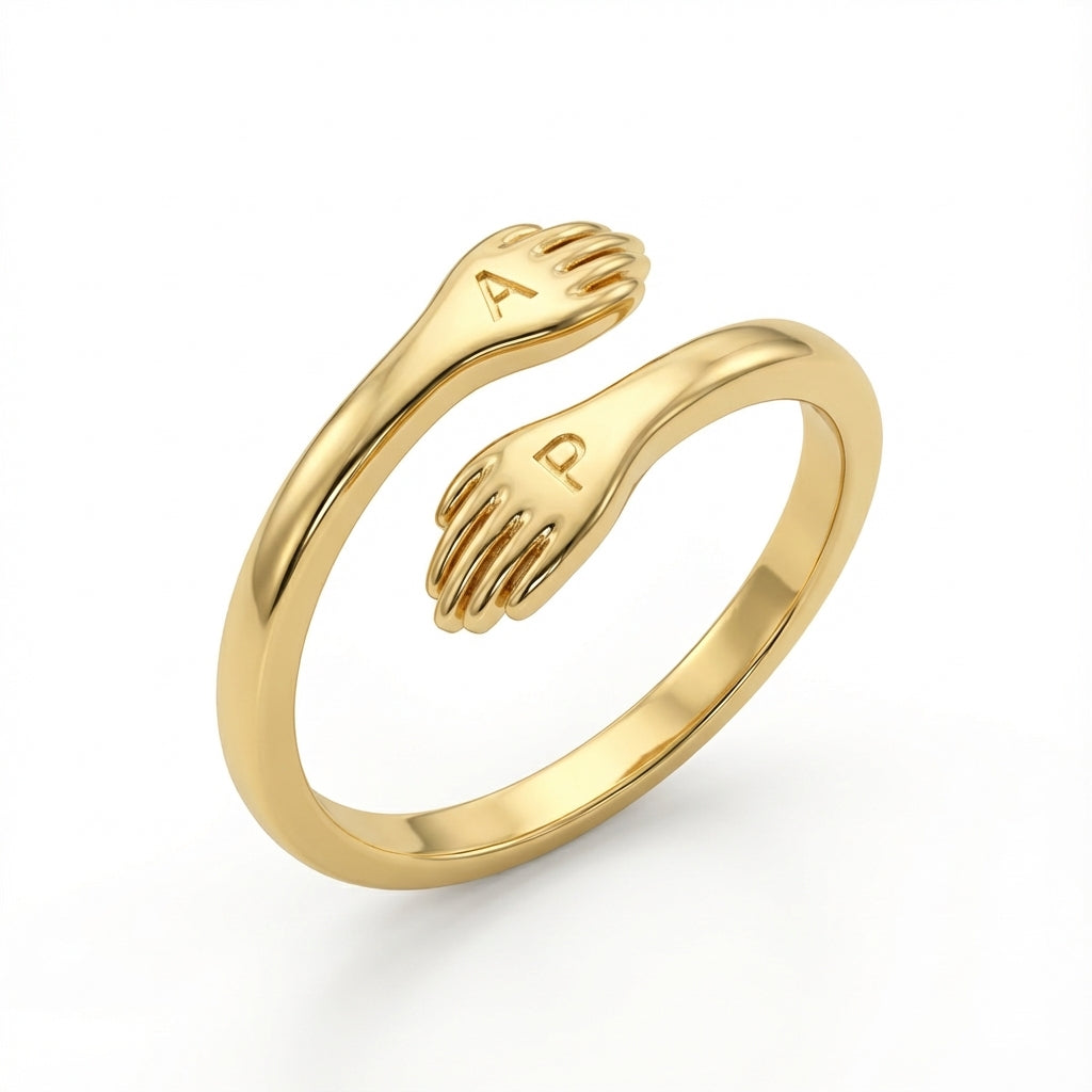 Justerbar dobbelt initial ring "Embrace"