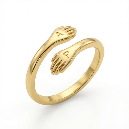 Justerbar dobbelt initial ring "Embrace"