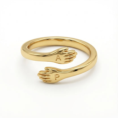 Justerbar dobbelt initial ring "Embrace"