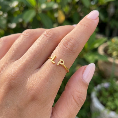Justerbar Initial Ring "Double Monogram"