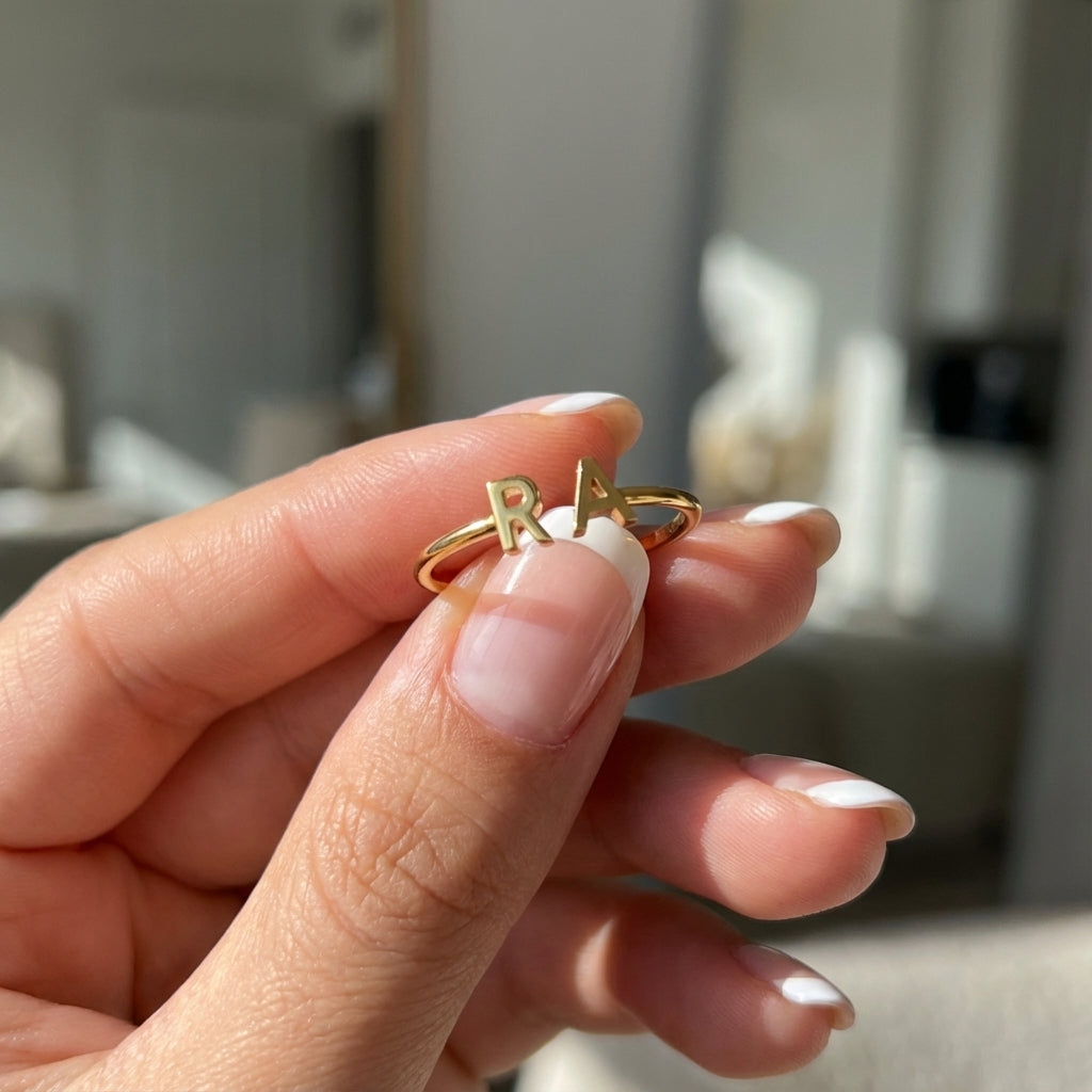 Justerbar Initial Ring "Double Monogram"