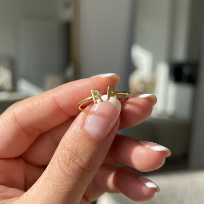 Justerbar Initial Ring "Double Monogram"