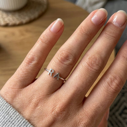 Justerbar Initial Ring "Double Monogram"