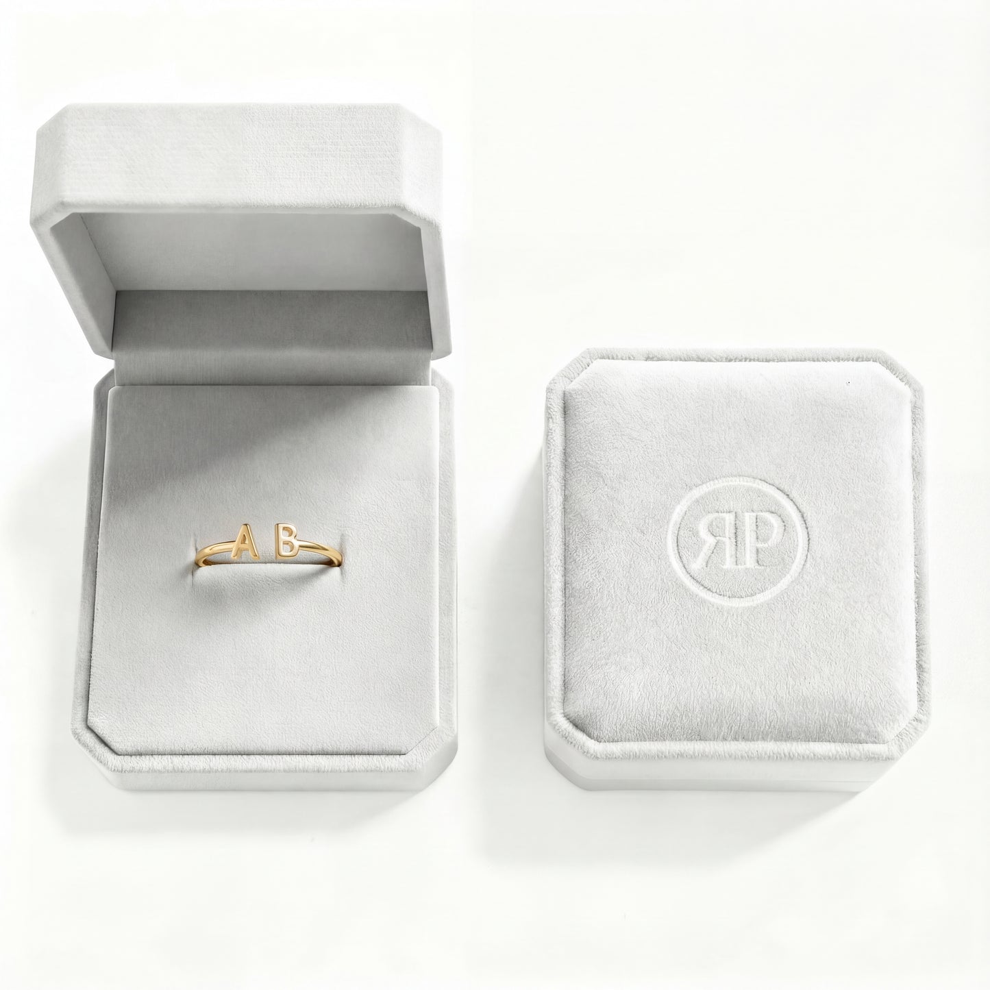 Justerbar Initial Ring "Double Monogram"