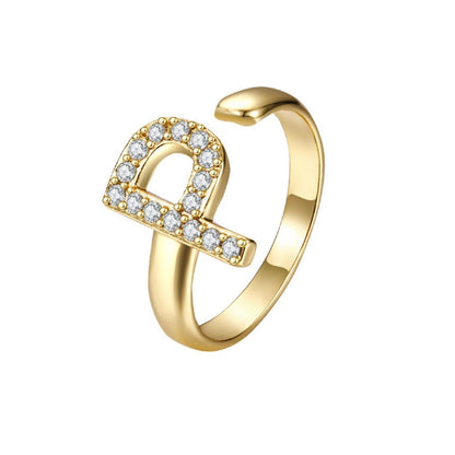 Justerbar Initial Ring "Twinkle"