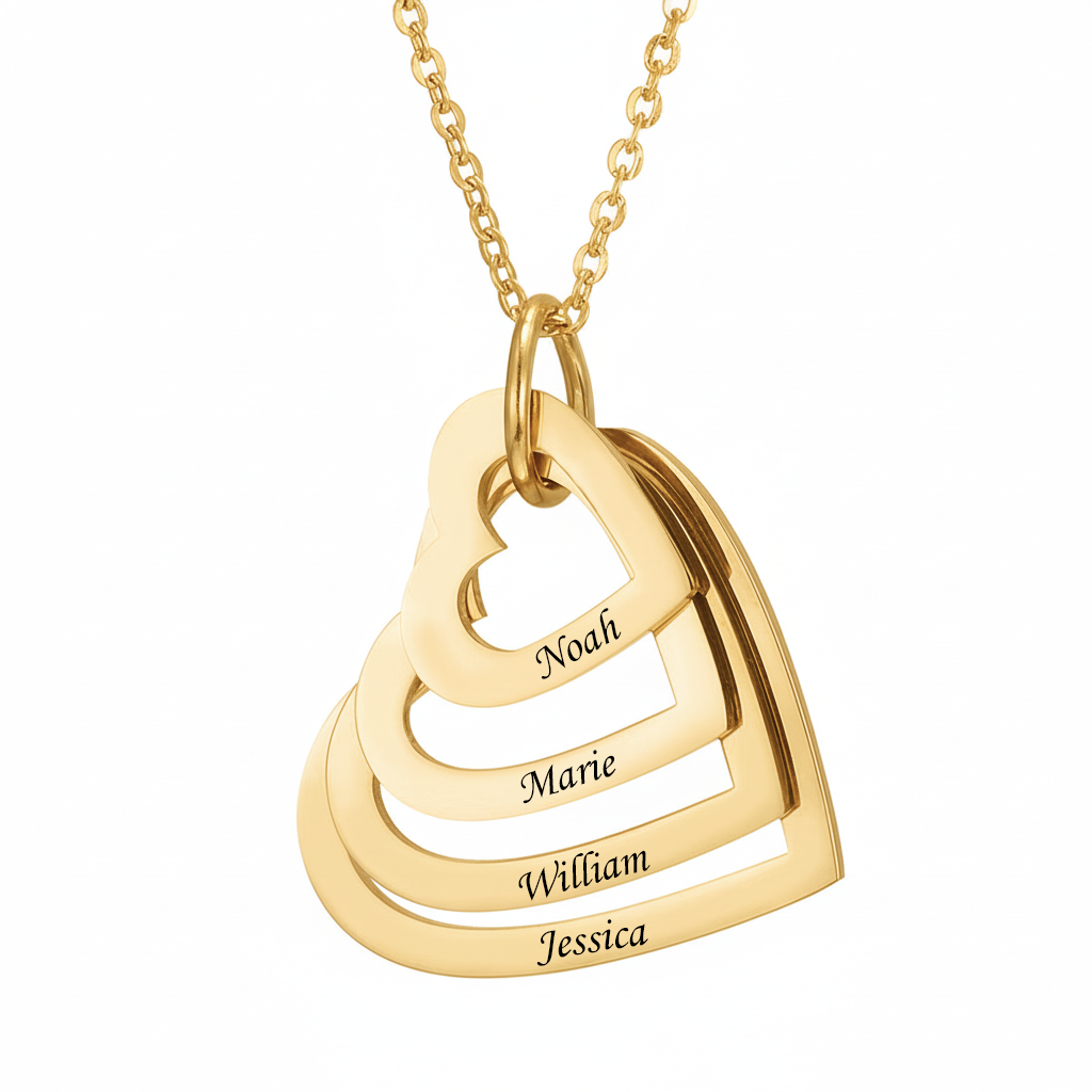 Navnehalskæde "Nested Hearts"