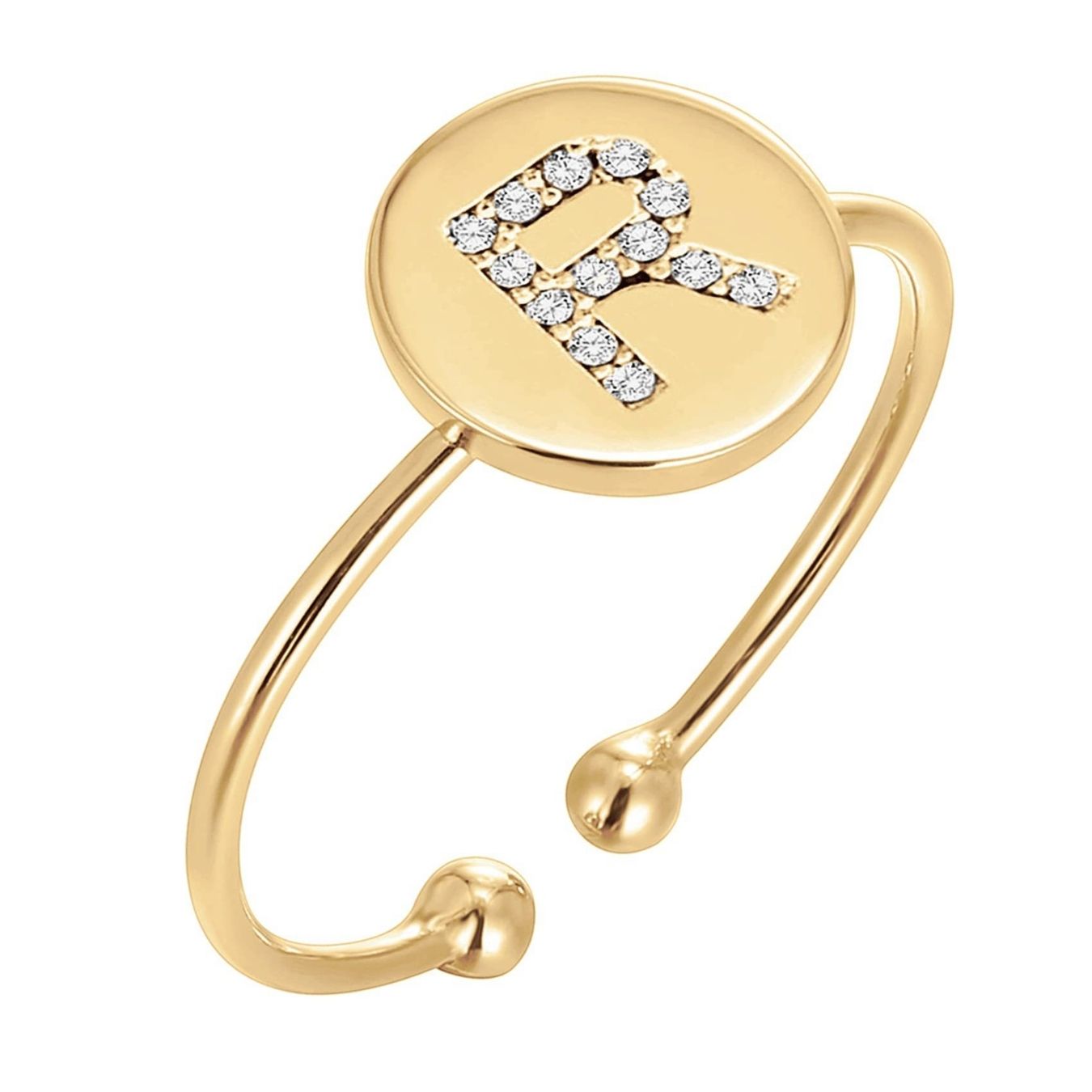 Justerbar Initial Ring "Gold Shine"
