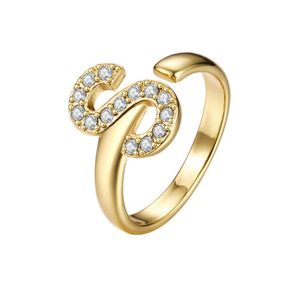 Justerbar Initial Ring "Twinkle"