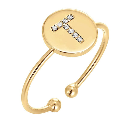 Justerbar Initial Ring "Gold Shine"