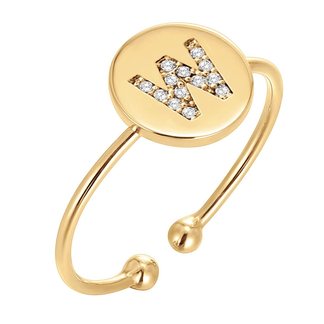 Justerbar Initial Ring "Gold Shine"