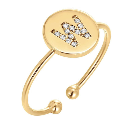Justerbar Initial Ring "Gold Shine"
