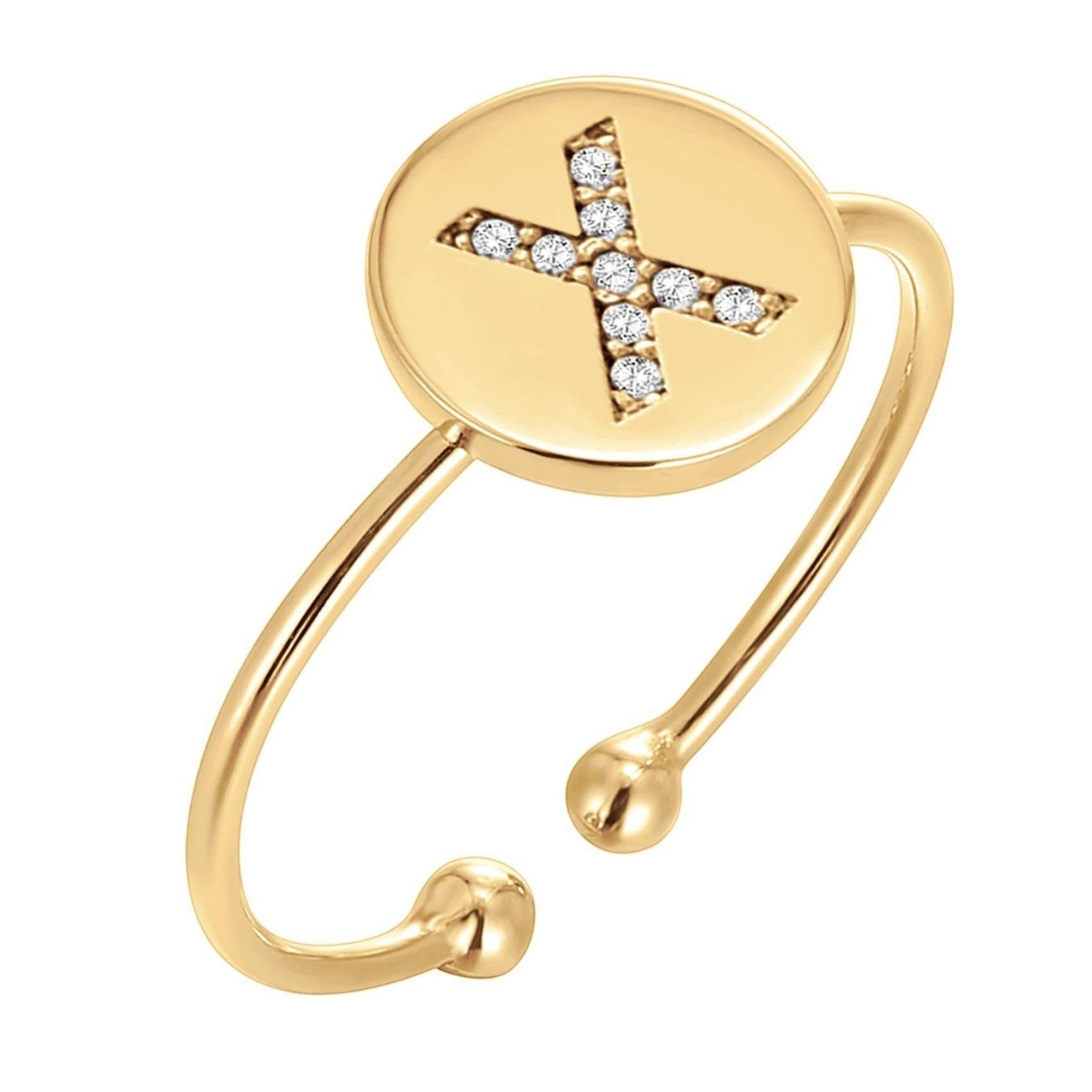 Justerbar Initial Ring "Gold Shine"