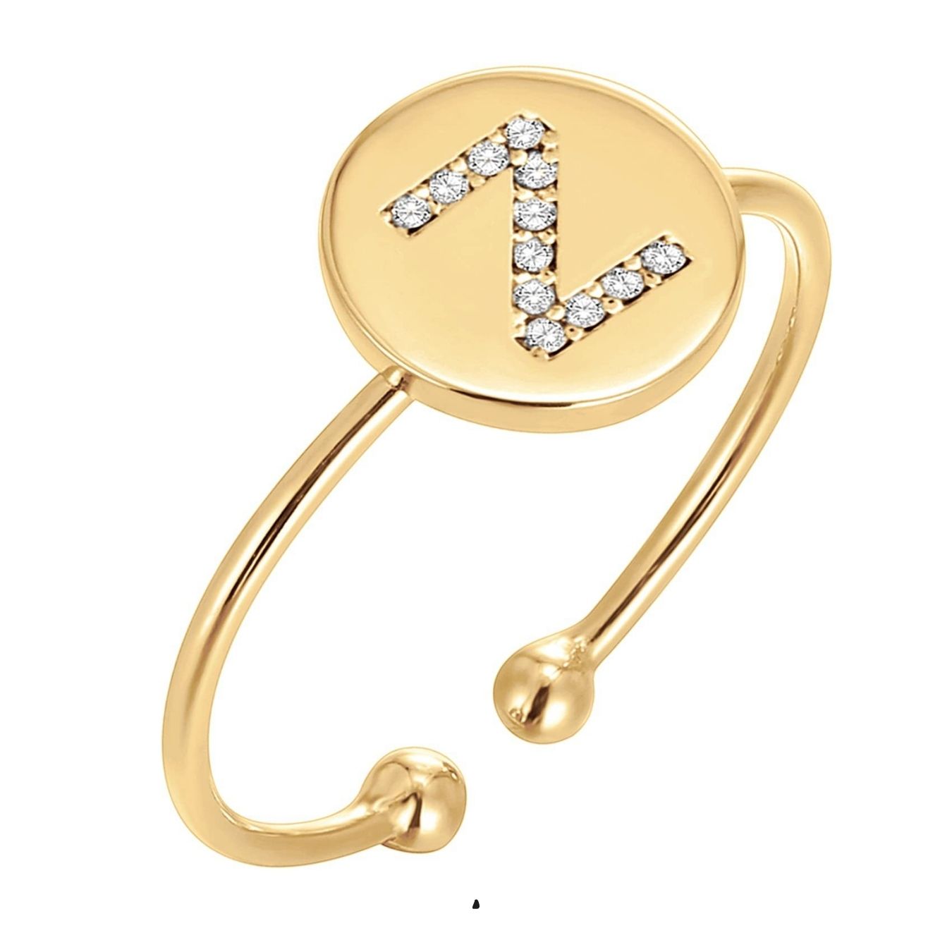 Justerbar Initial Ring "Gold Shine"