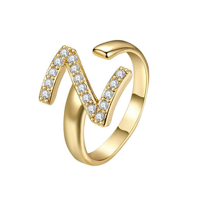 Justerbar Initial Ring "Twinkle"