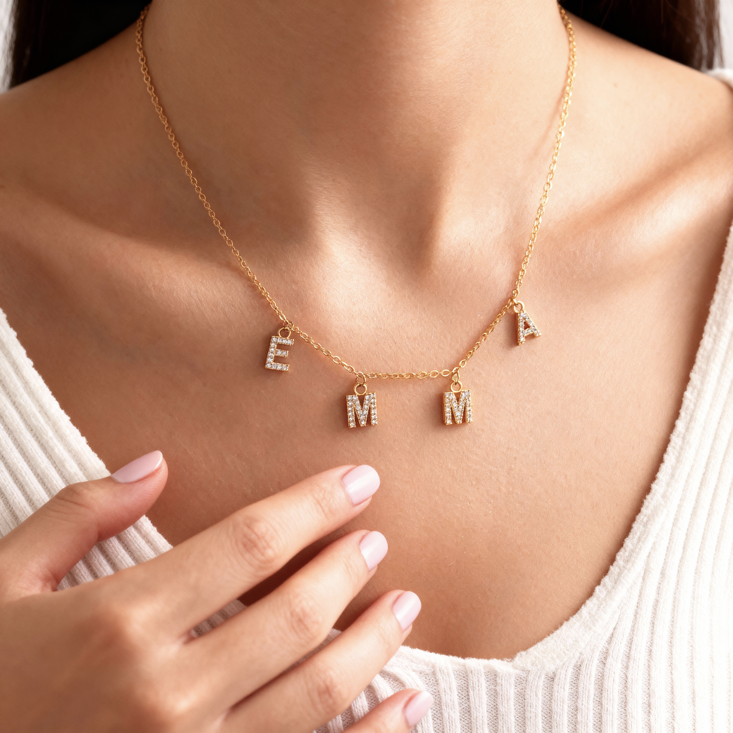 Navnehalskæde "Sparkles"