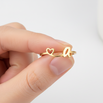 Justerbar Initial Ring "Pretty"