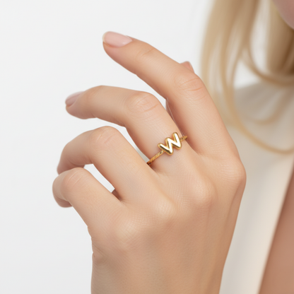 Justerbar Initial Ring "Minimalist"