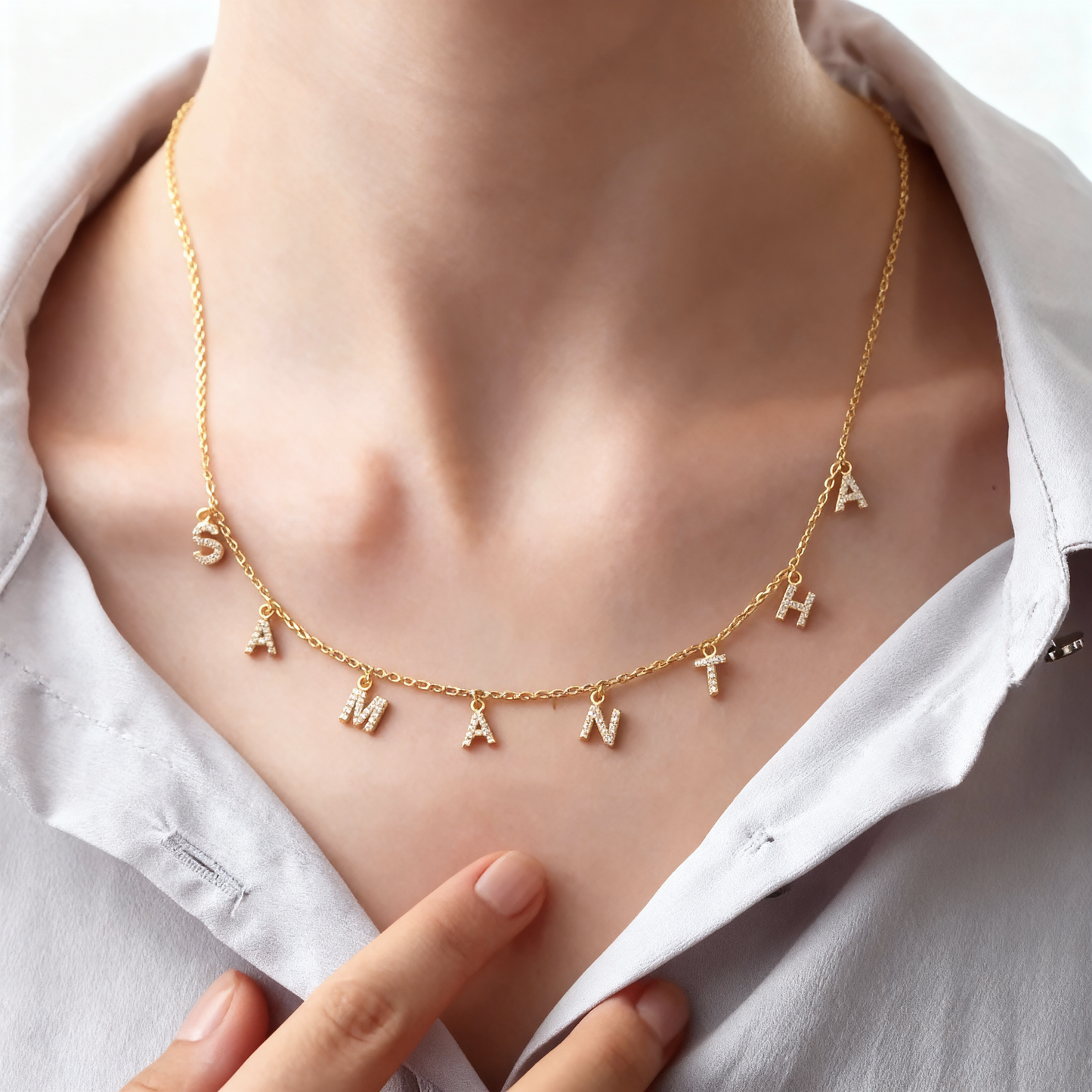 Navnehalskæde "Sparkles"