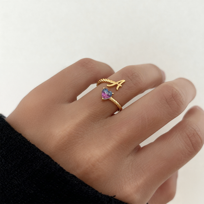 Justerbar Initial Ring "Mermaid Tail"