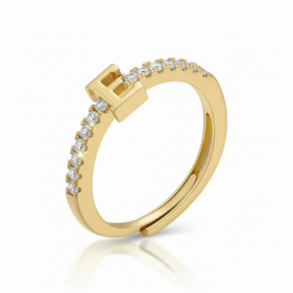 Justerbar Initial Ring "Sparkle"