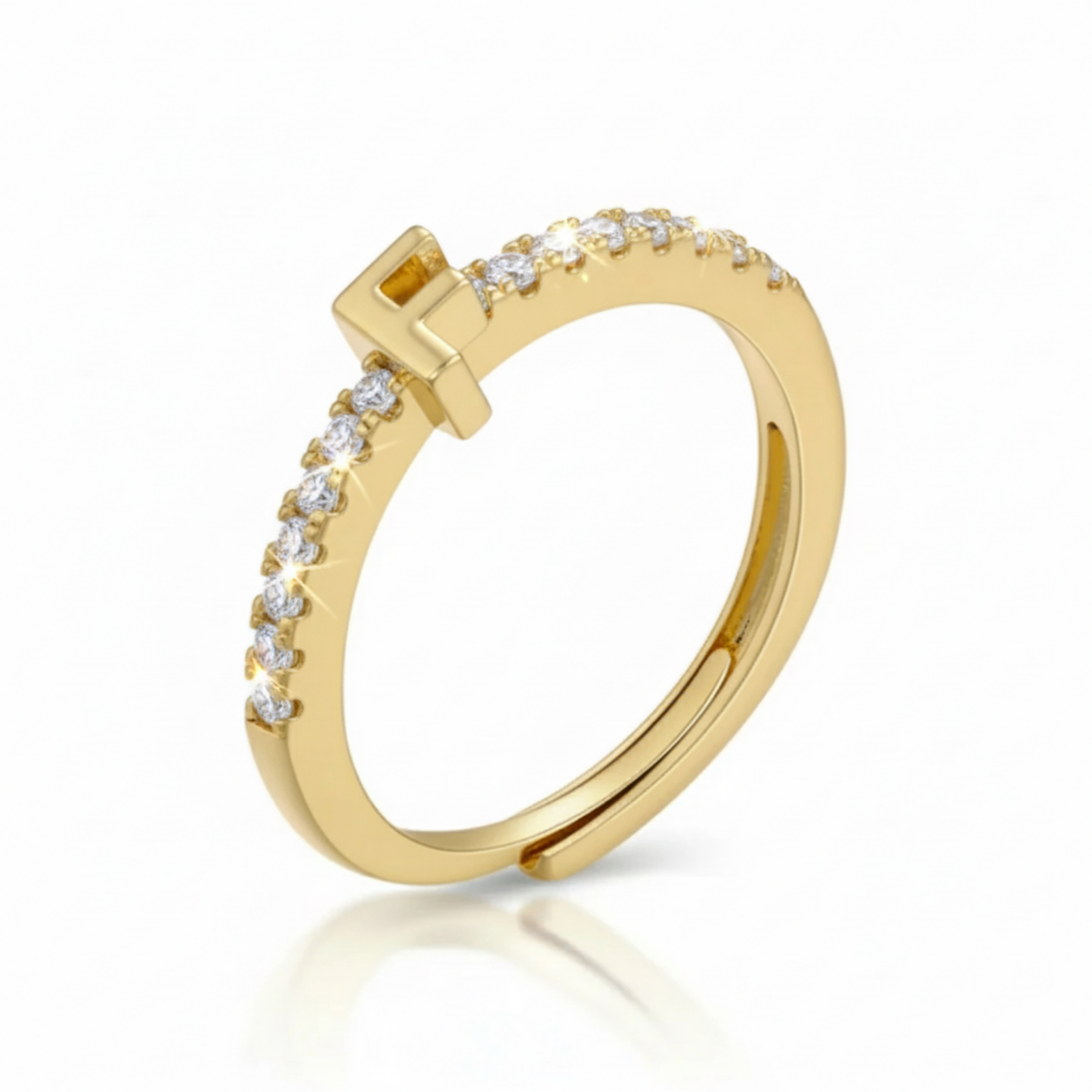 Justerbar Initial Ring "Sparkle"