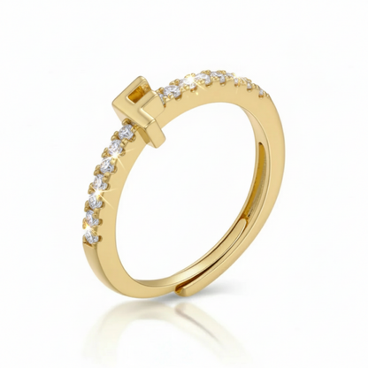 Justerbar Initial Ring "Sparkle"