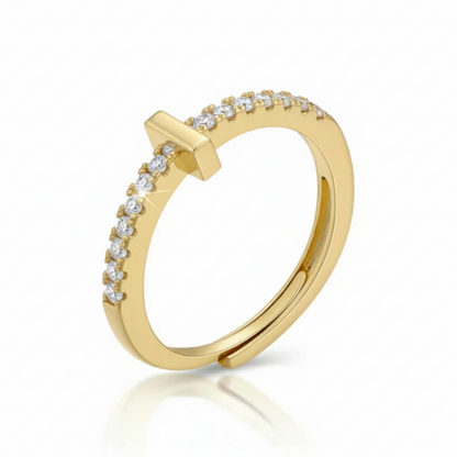 Justerbar Initial Ring "Sparkle"