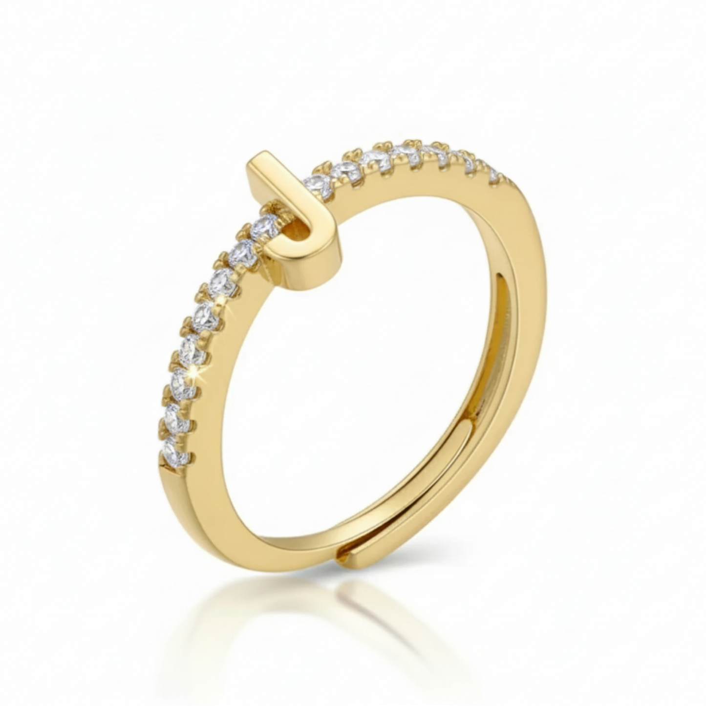 Justerbar Initial Ring "Sparkle"