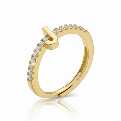 Justerbar Initial Ring "Sparkle"