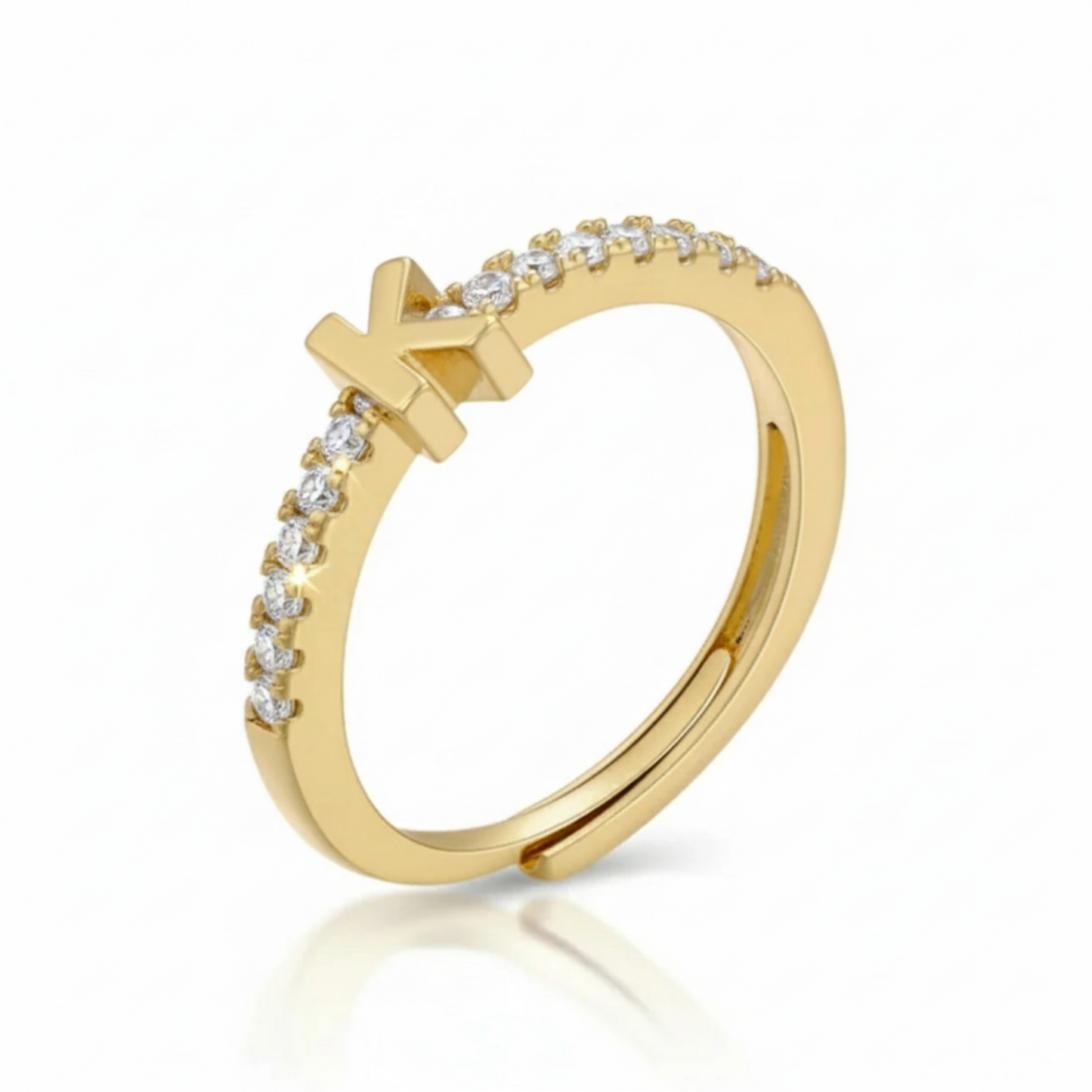 Justerbar Initial Ring "Sparkle"