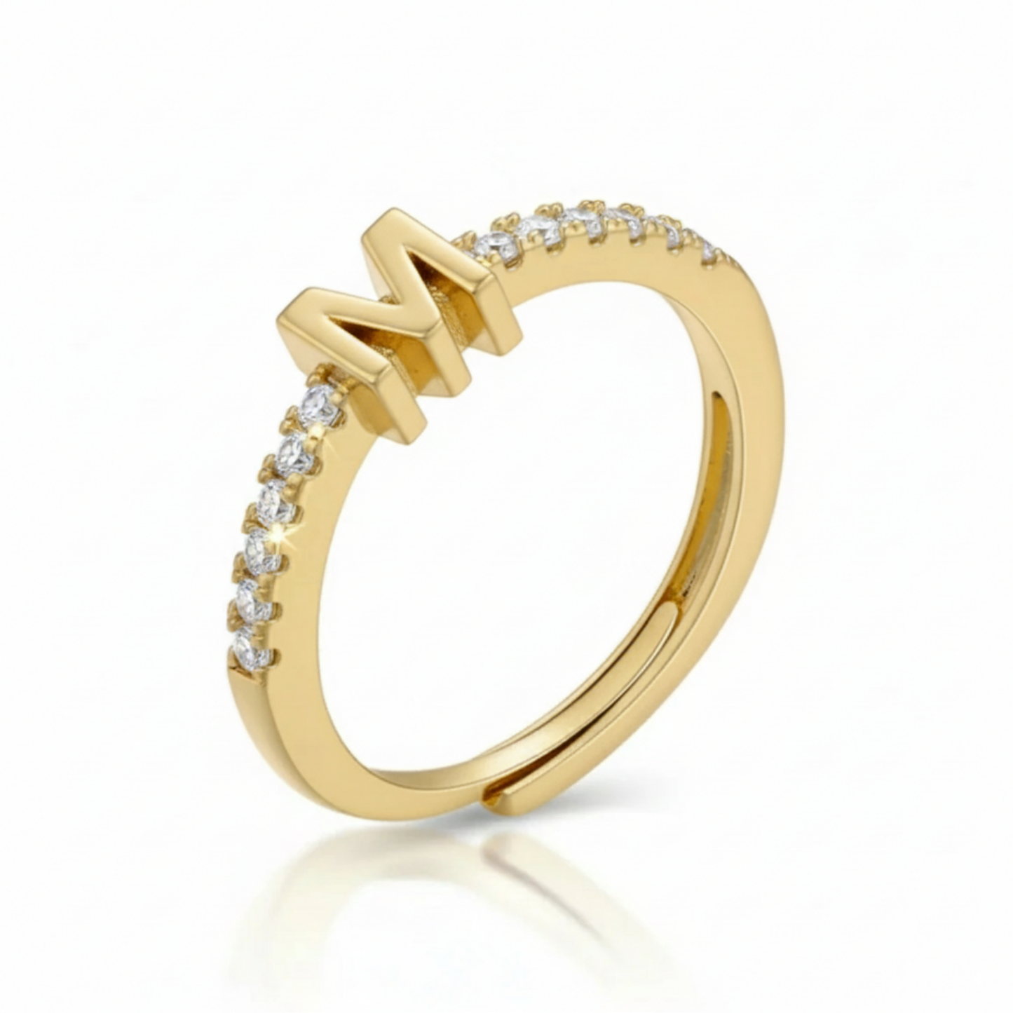 Justerbar Initial Ring "Sparkle"