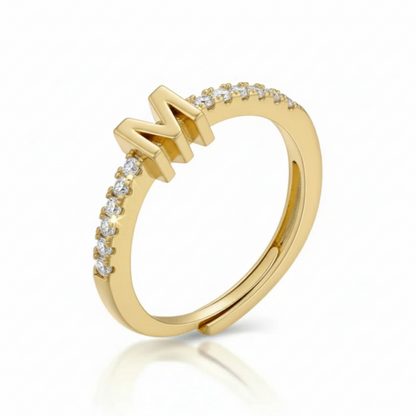 Justerbar Initial Ring "Sparkle"