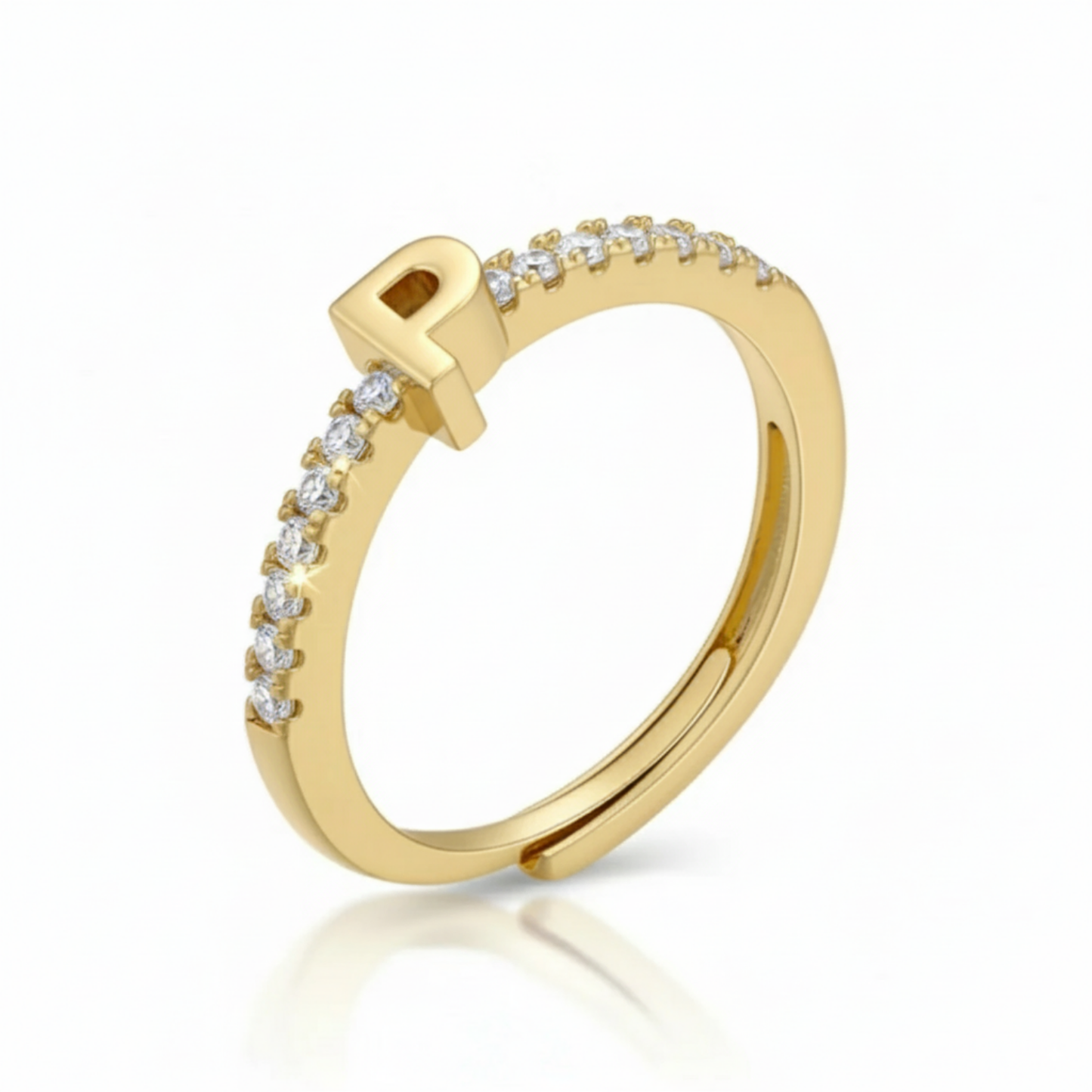 Justerbar Initial Ring "Sparkle"