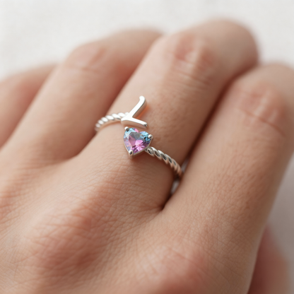 Justerbar Initial Ring "Mermaid Tail"
