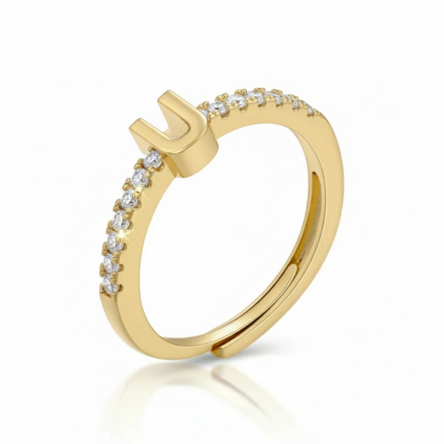 Justerbar Initial Ring "Sparkle"