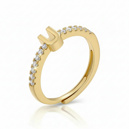 Justerbar Initial Ring "Sparkle"