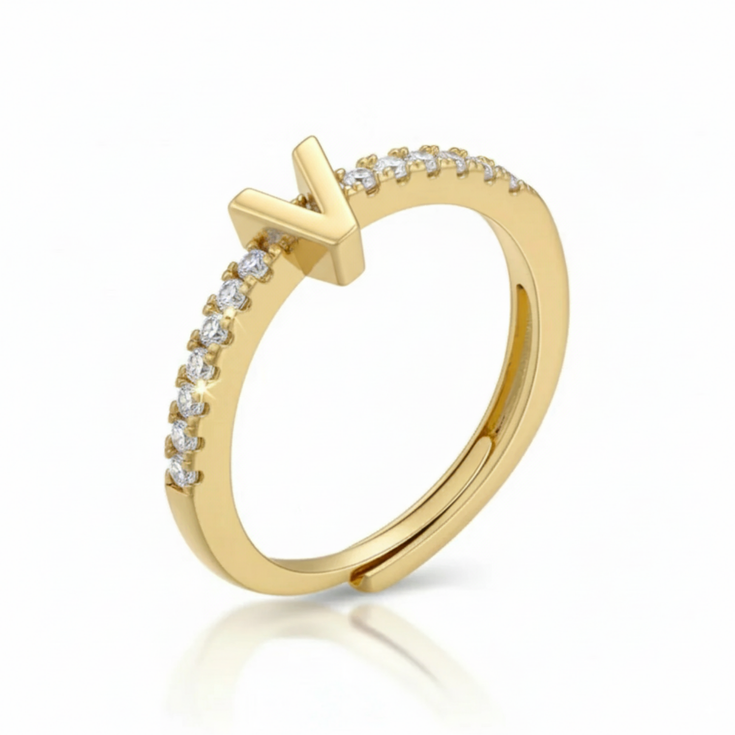Justerbar Initial Ring "Sparkle"