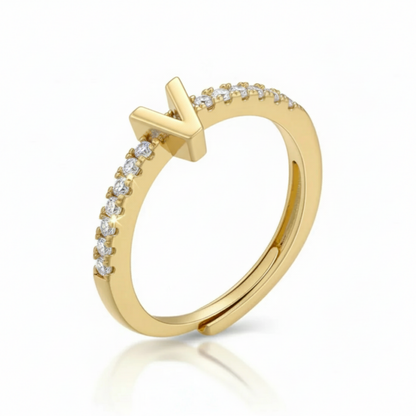 Justerbar Initial Ring "Sparkle"