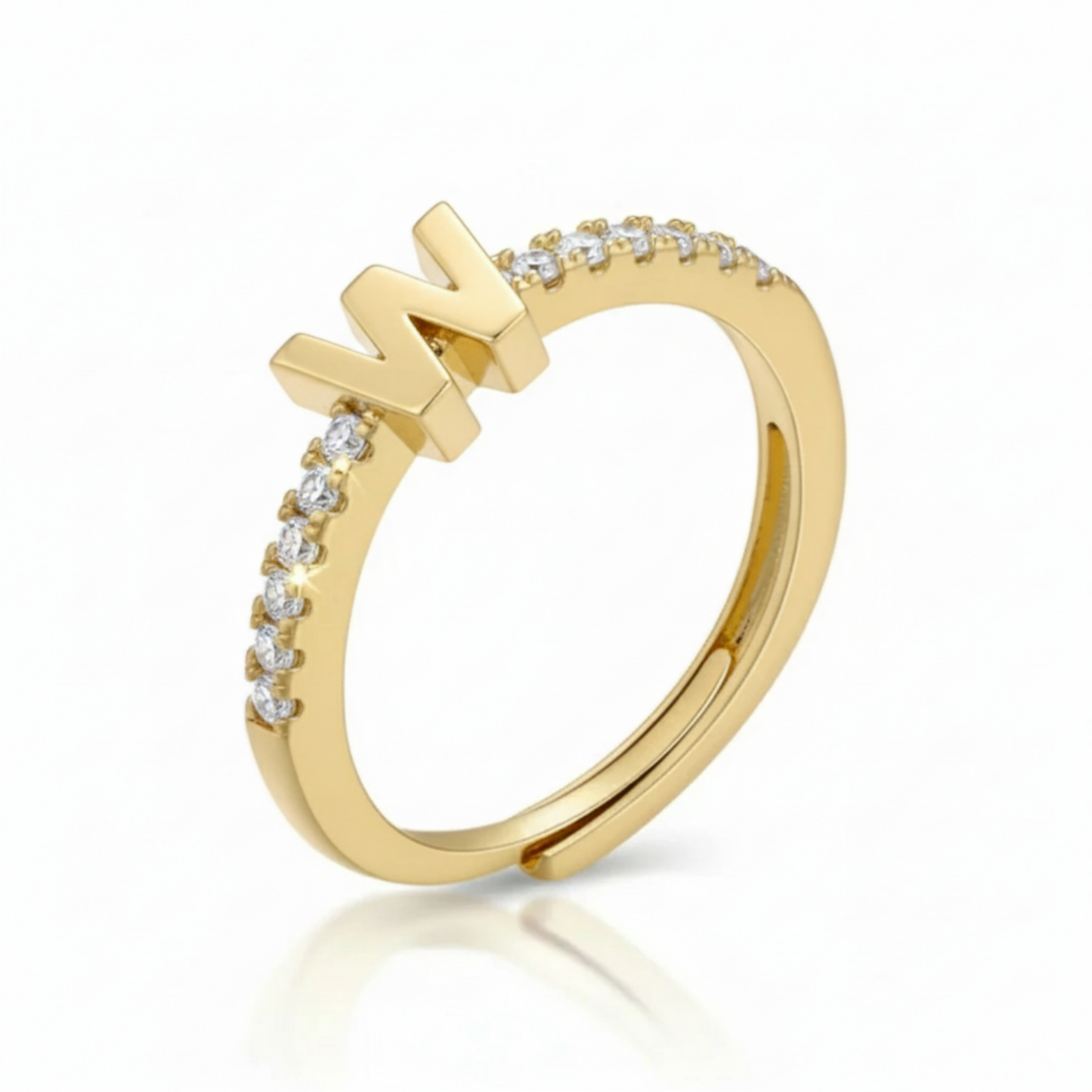 Justerbar Initial Ring "Sparkle"