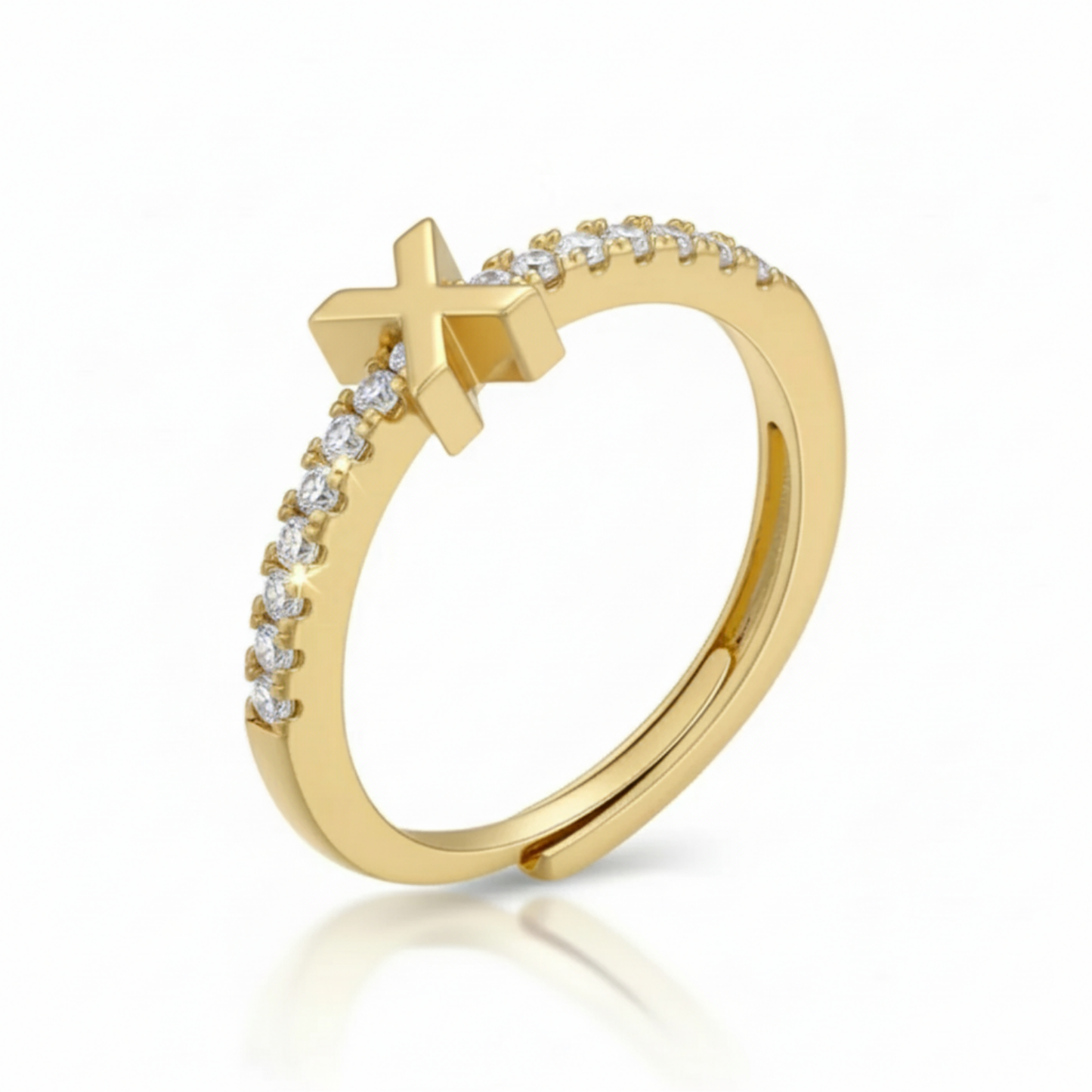 Justerbar Initial Ring "Sparkle"
