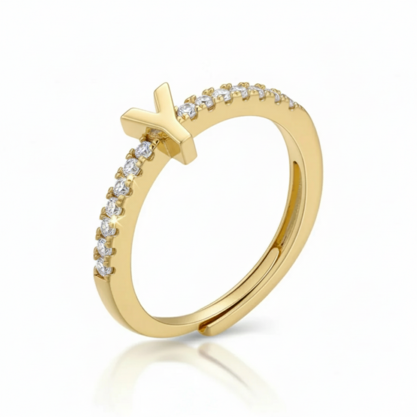 Justerbar Initial Ring "Sparkle"