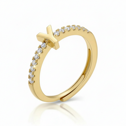Justerbar Initial Ring "Sparkle"