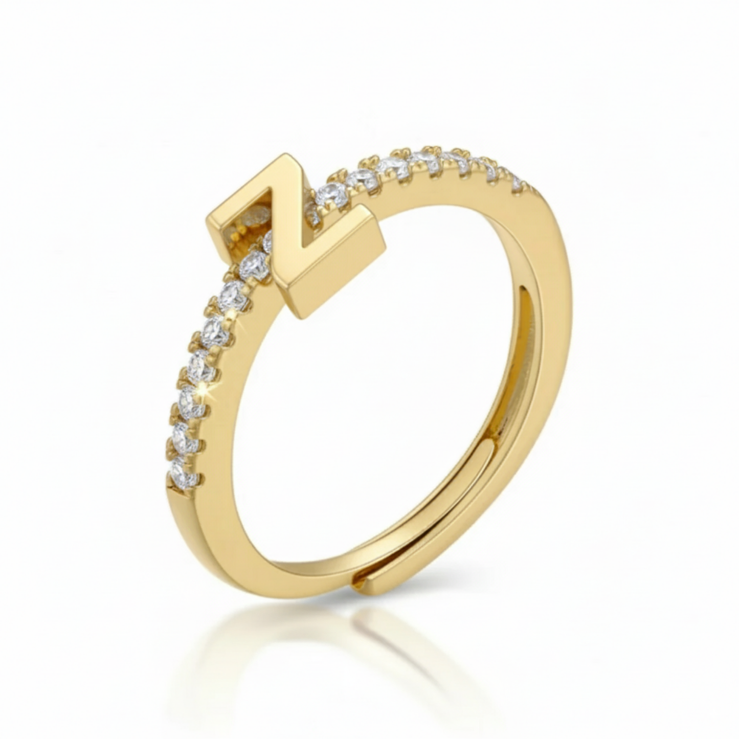Justerbar Initial Ring "Sparkle"