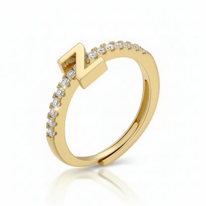 Justerbar Initial Ring "Sparkle"