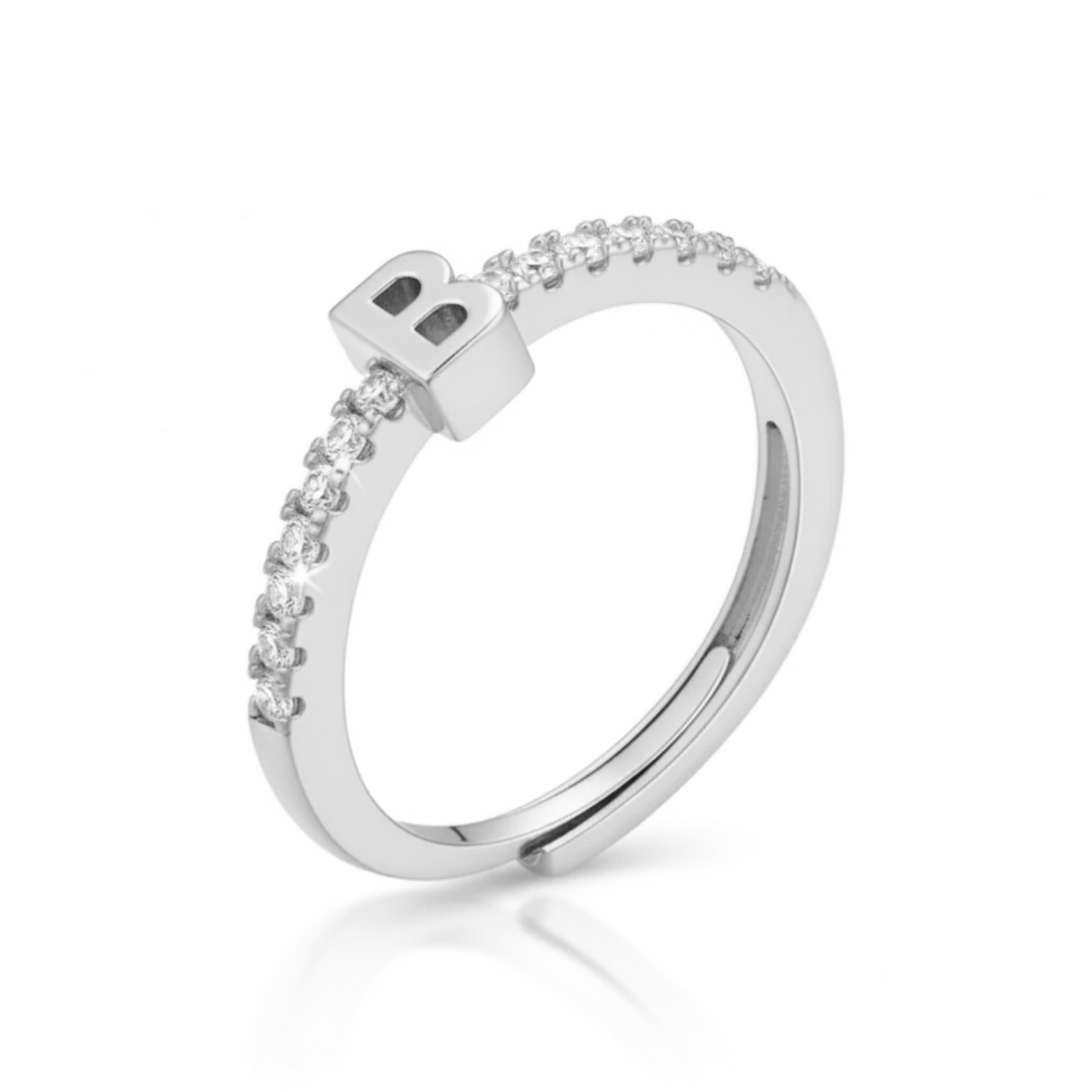 Justerbar Initial Ring "Sparkle"
